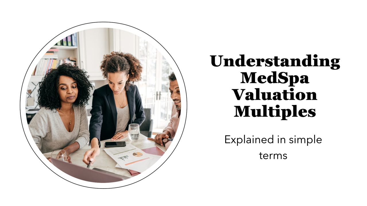 Woman explaining MedSpa valuation multiples in simple terms